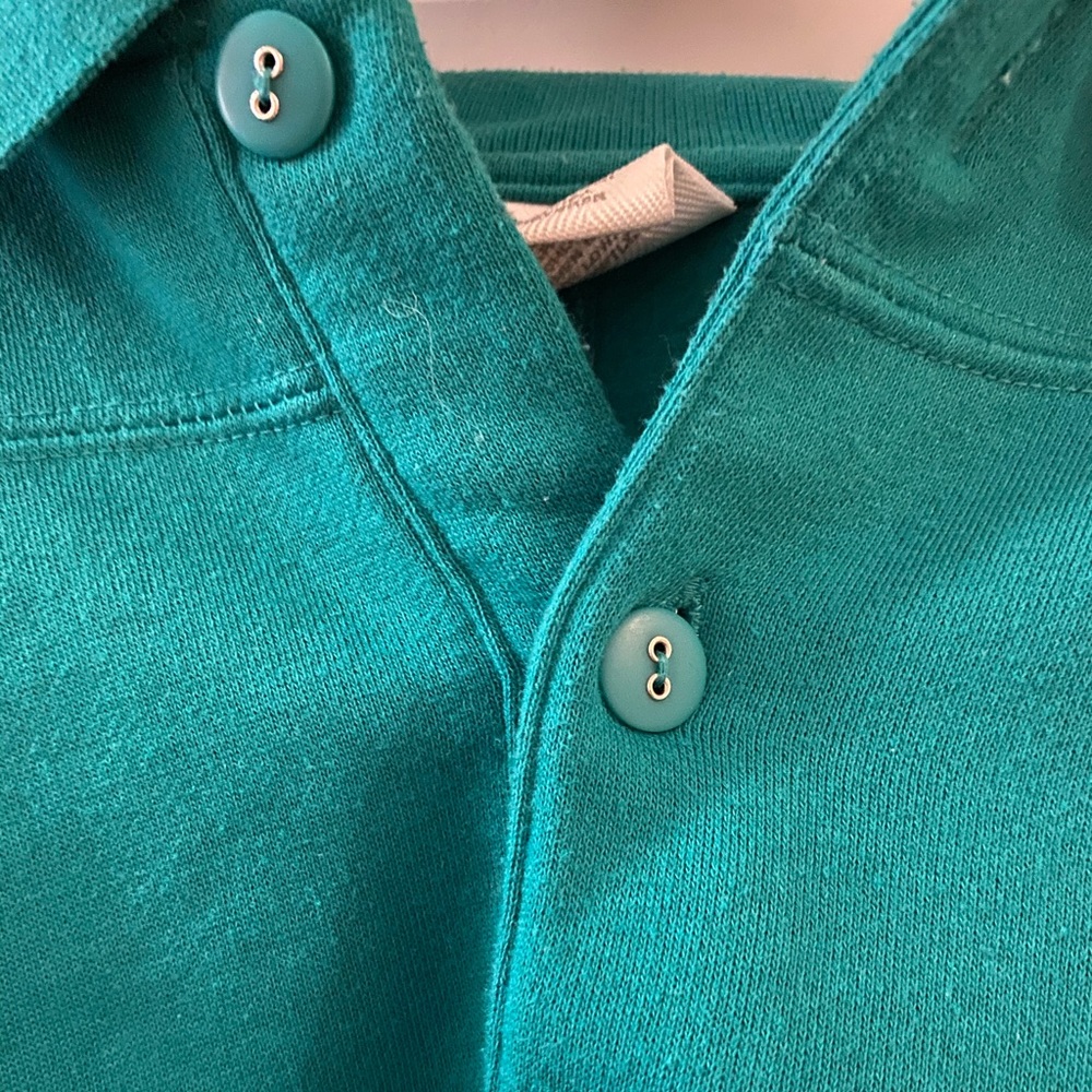 Teal Cropped Rugby Shirt M - Picture 2 of 3